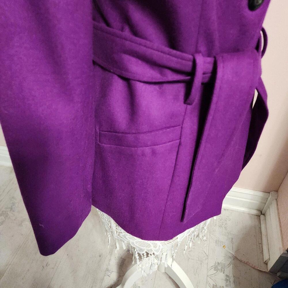 LKNW Vintage Gantos wool Faux leather like collar purple long belted 12 - Picture 7 of 9